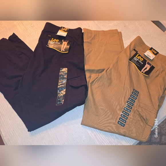 Lee Men's Sz 40x32 Motion Stretch Cargo Pants - Black and Tan New Nwt - Picture 1 of 4